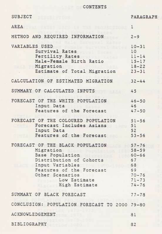 Projections of the Population of the Cape Town Land Use/Transport Study Area, 1980-2000