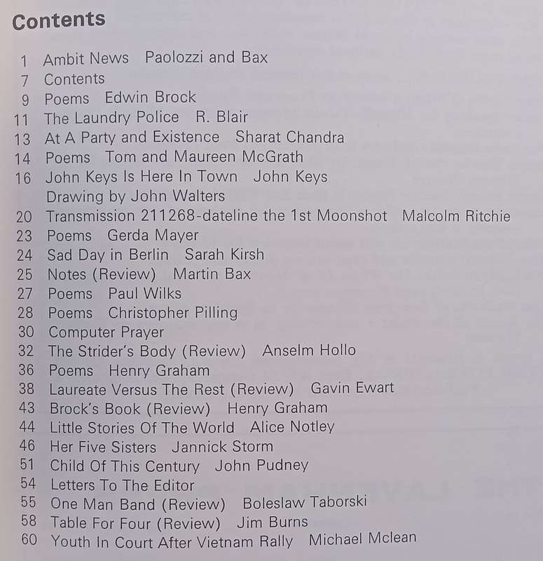 Ambit: A Quarterly of Poems, Short Stories, Drawings and Criticism (1970, Nos. 42-45)