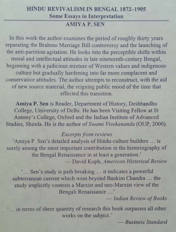 Hindu Revivalism in Bengal, 1872-1905: Some Essays in Interpretation | Amiya P. Sen
