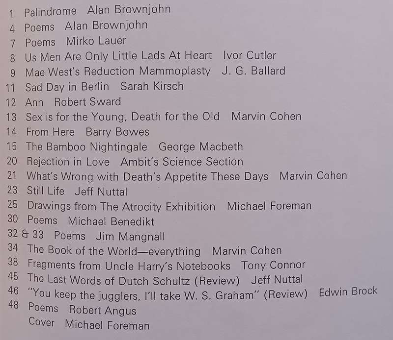 Ambit: A Quarterly of Poems, Short Stories, Drawings and Criticism (1970, Nos. 42-45)