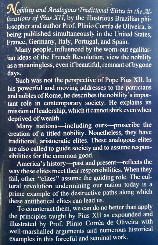 Nobility and Analogous Traditional Elites in the Allocutions of Pius XII | Plinio Correa de Oliveira