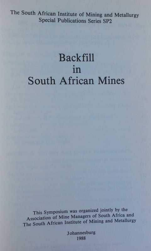 Backfill in South African Mines