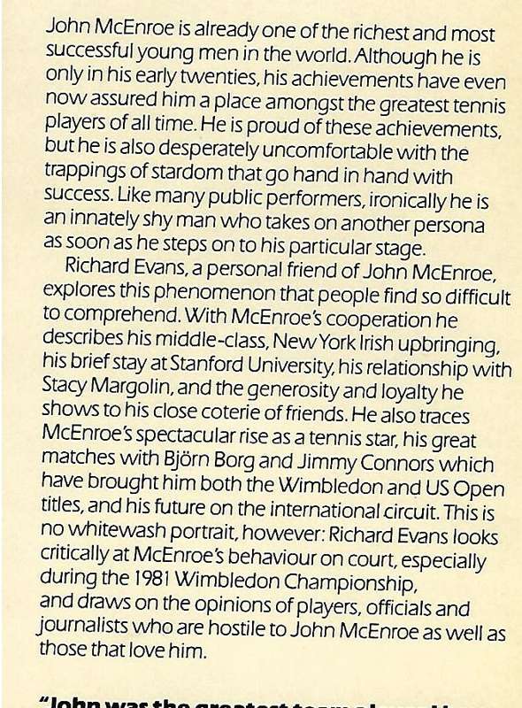 McEnroe : a Rage for Perfection | Richard Evans