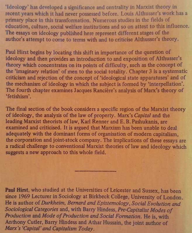 On Law and Ideology | Paul Hirst