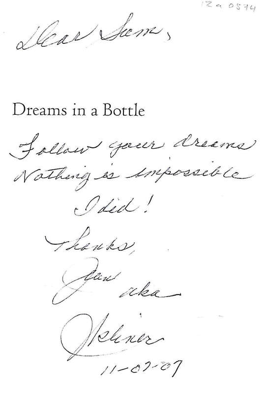Dreams in a Bottle (Inscribed by Author) | J. K. Liner
