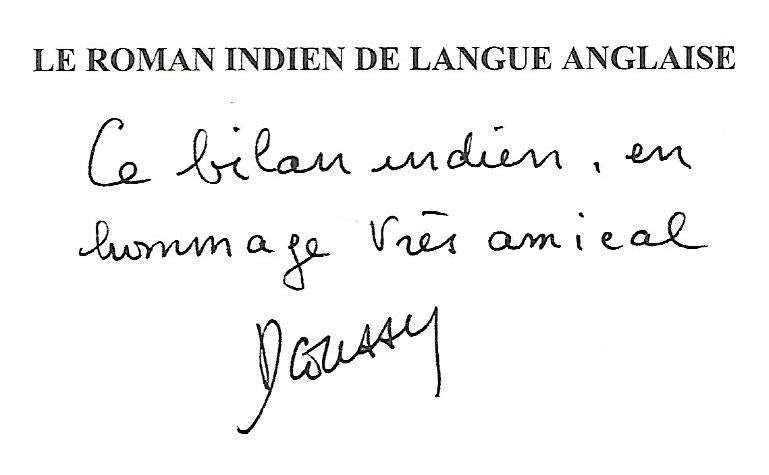 Le Roman Indien de Langue Anglaise (Inscribed by Author) | Denise Coussy