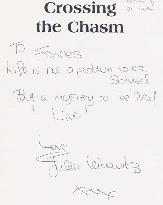 Crossing the Chasm (Inscribed by Author) | Julia Leibowitz