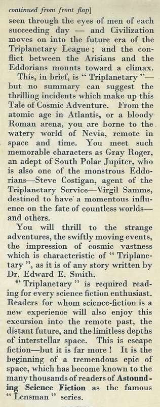 Triplanetary: A Tale of Cosmic Adventure (First Edition, 1954) | Edward E. Smith