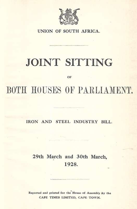 Joint Sitting of Both Houses of Parliament: Precious Stones Bill & Iron Steel Industry Bill (1927...