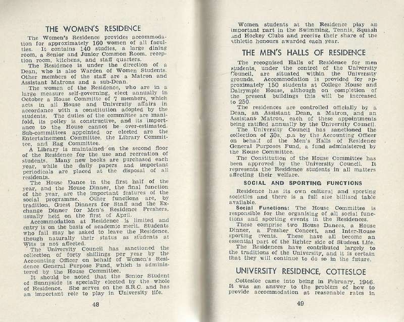 Students' Handbook (Wits University, 1954)