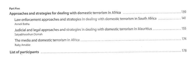 Domestic Terrorism in Africa: Defining, Addressing and Understanding Its Impact on Human Security...