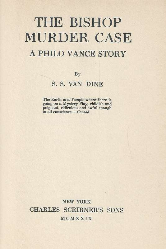 The Bishop Murder Case (First Edition, 1929) | S. S. van Dine