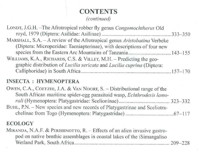 African Invertebrates: A Journal of Biodiversity Research (Vol. 55, Nos. 1&2, Jan-Dec 2014)