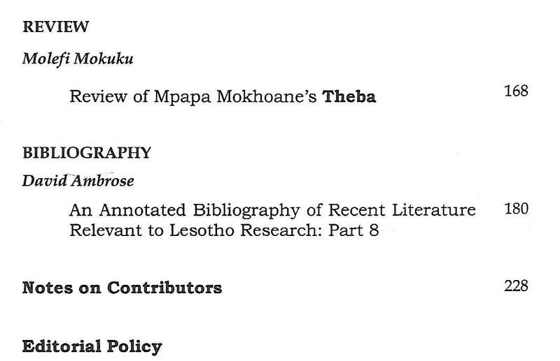 NUL Journal of Research (Volume 8, 2000)