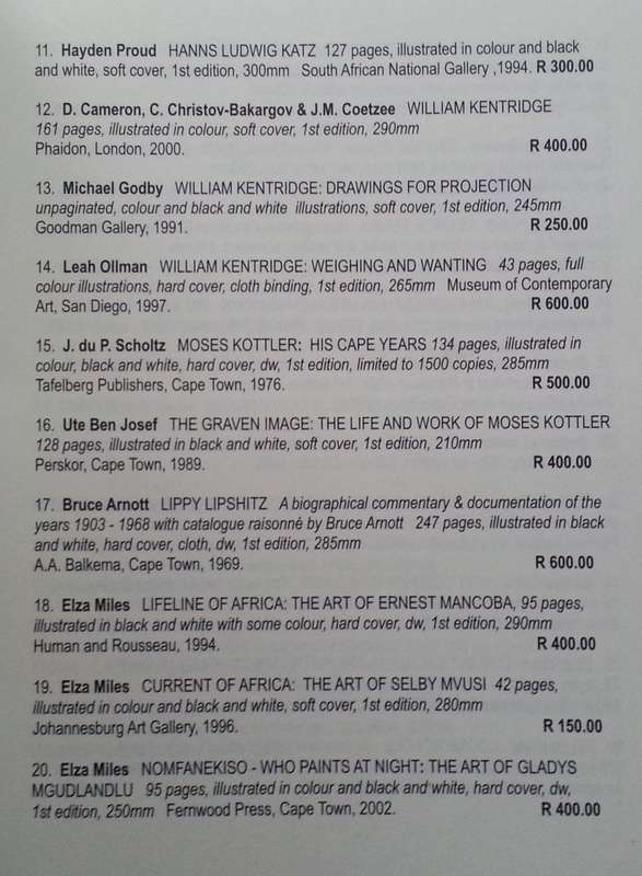 Warren Siebrits Art Books, Spring 2003 (Catalogue)