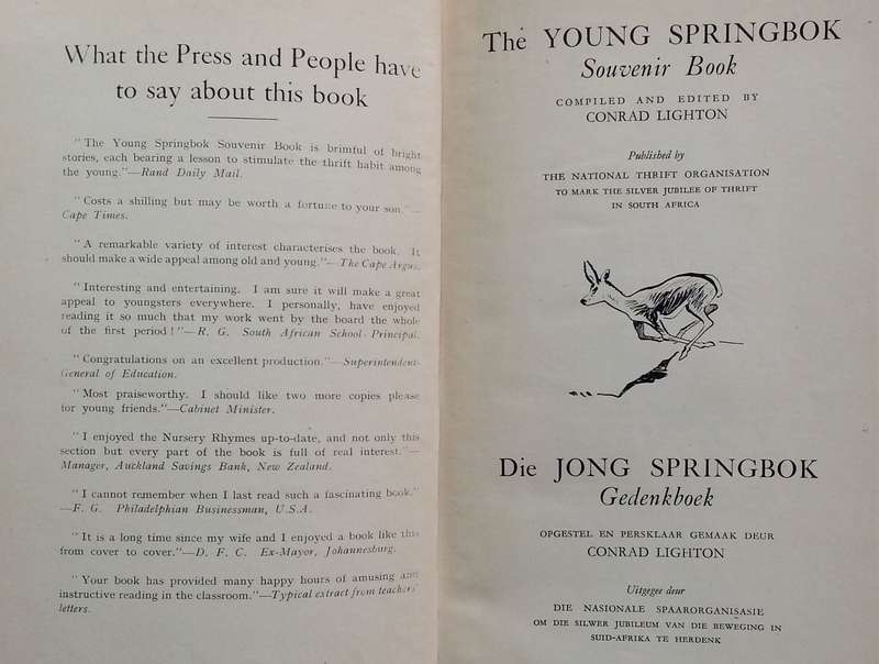 The Young Springbok Souvenir Book: South African Stories, Articles and Pictures | Conrad Lighton