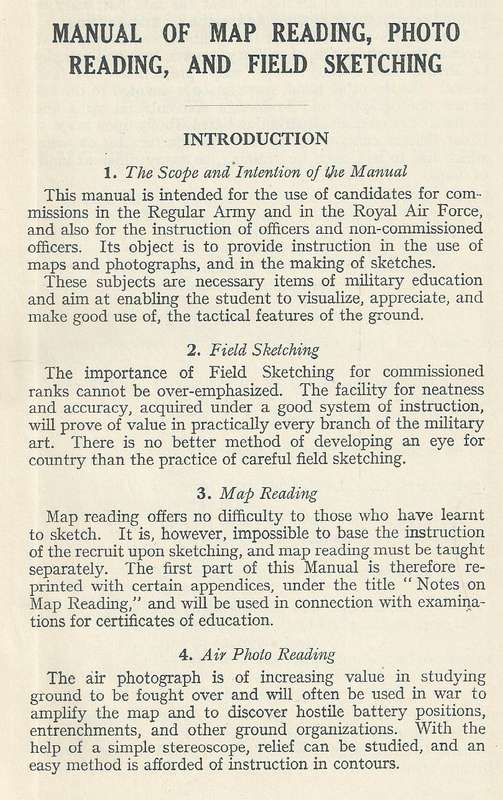 Manual of Map Reading, Photo Reading and Field Sketching (1929)