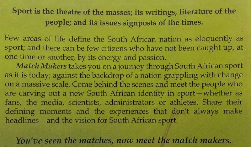 Match Makers: A Case for South African Sport (Inscribed by Author &amp; Bruce Fordyce) | Tracy Gi...
