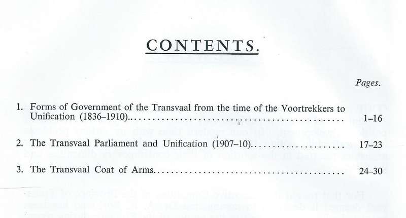 Transvaal Historical Reviews: Government (1836-1910) and Coat of Arms | A. K. Bot