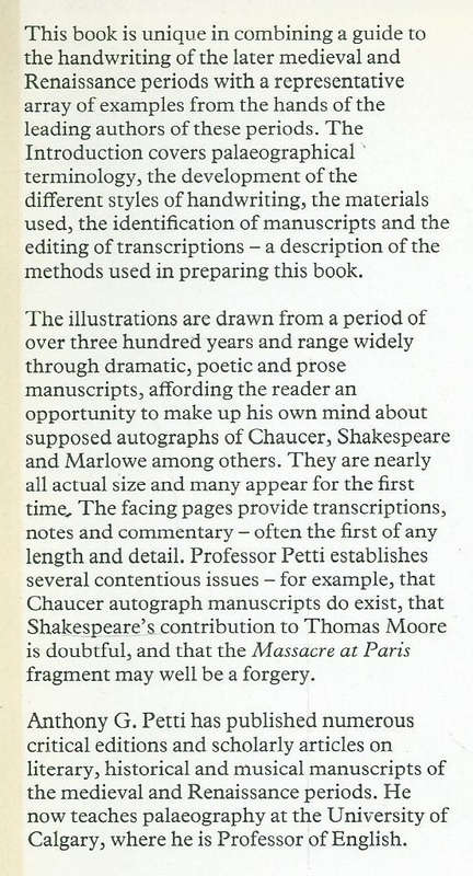 English Literary Hands from Chaucer to Dryden | Anthony G. Petti