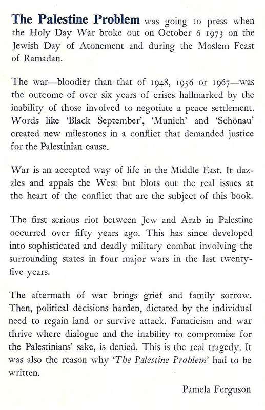 The Palestine Problem (Inscribed by Author) | Pamela Ferguson