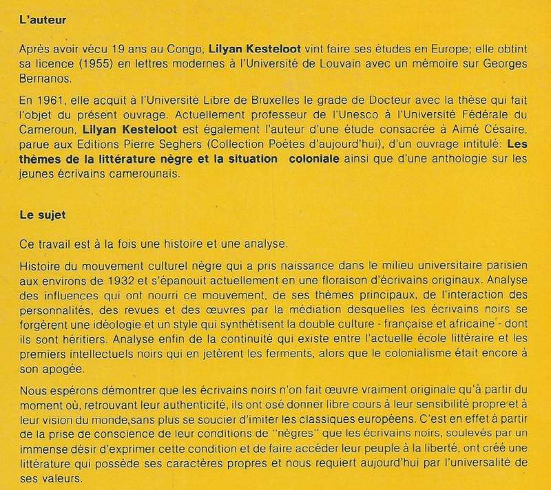 Les Ecrivains Noirs de Langue Francaise: Naissance d'une Litterature (French) | Lilyan Kesteloot