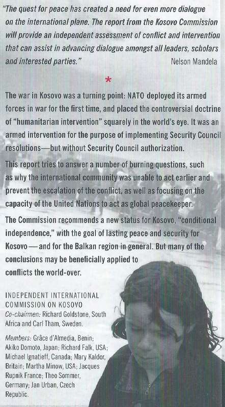 Kosovo Report: Conflict, International Response, Lessons Learned