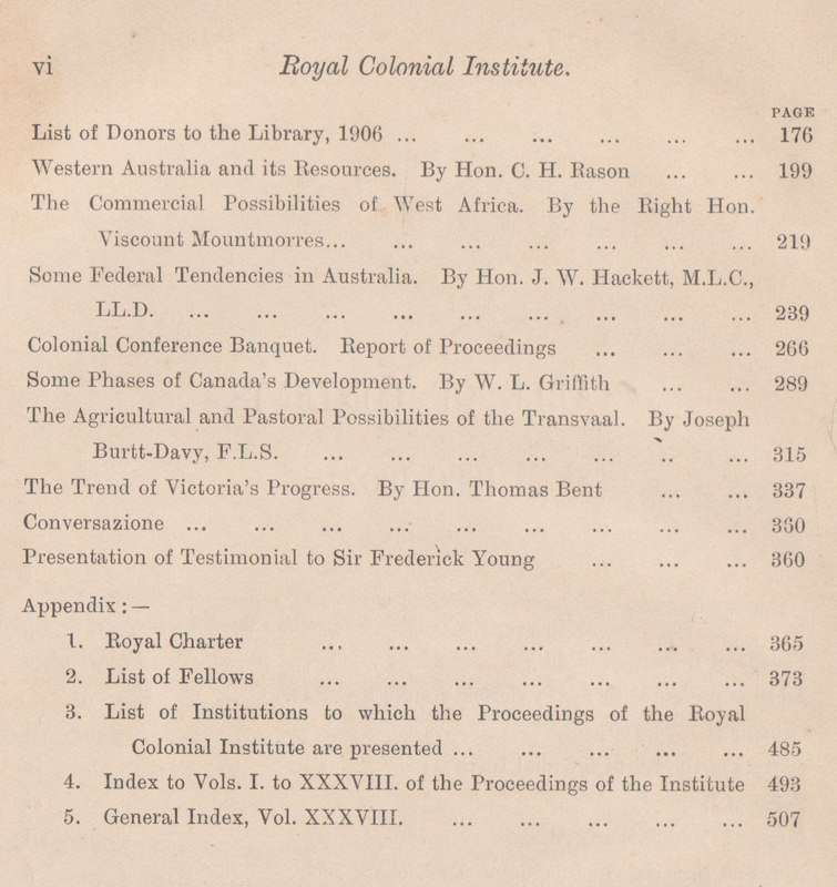 Proceedings of the Royal Colonial Institute (Vol. XXXVIII, 1906-1907)