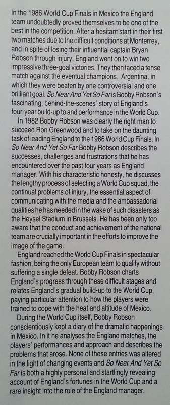 So Near and Yet so Far: World Cup Diary, 1982-1986 | Bobby Robson