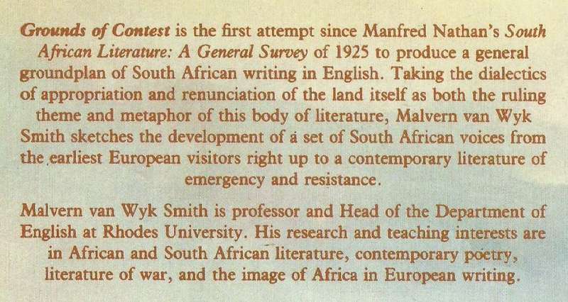 Grounds of Contest: A Survey of South African English Literature | M. van Wyk Smith