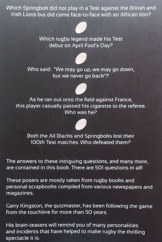 The Rugby Legends Quiz Book (Inscribed by Editor) | Garry Kingston (Ed.)
