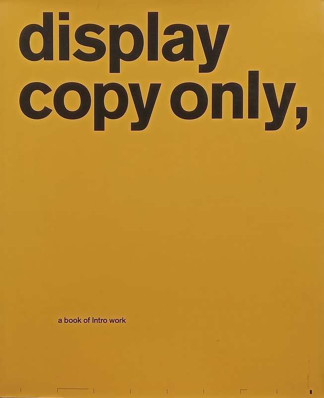 Display Copy Only: A Book of Intro Work | John OReilly