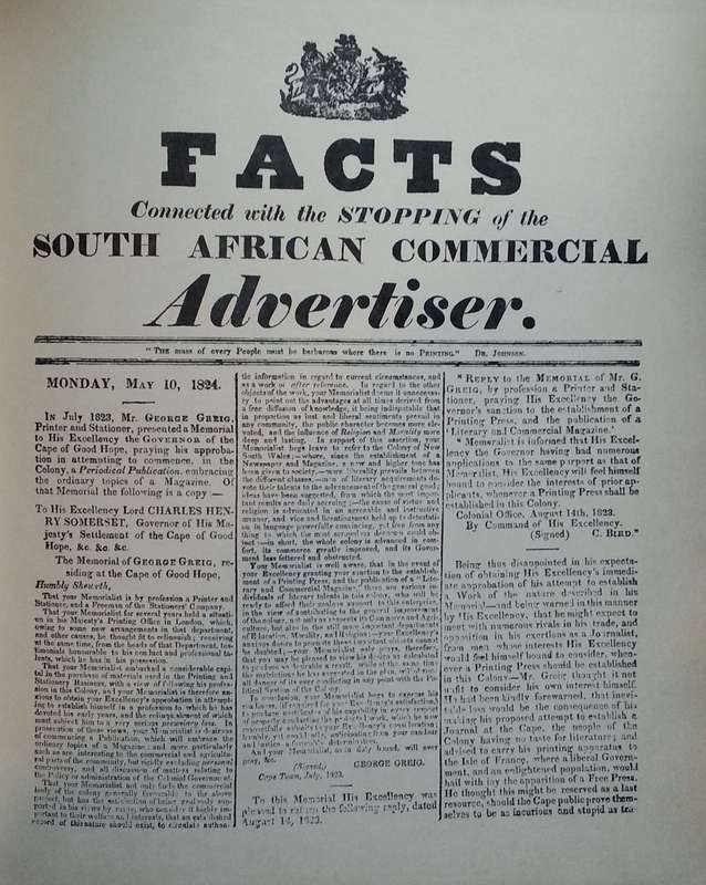 Facts Connected with the Stopping of the South African Commercial Advertiser (Limited Edition Fac...