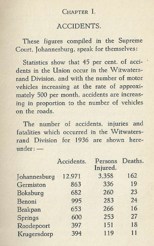Motor Accidents and Driving Controls (Published c. 1938) | Major H. Meintjies