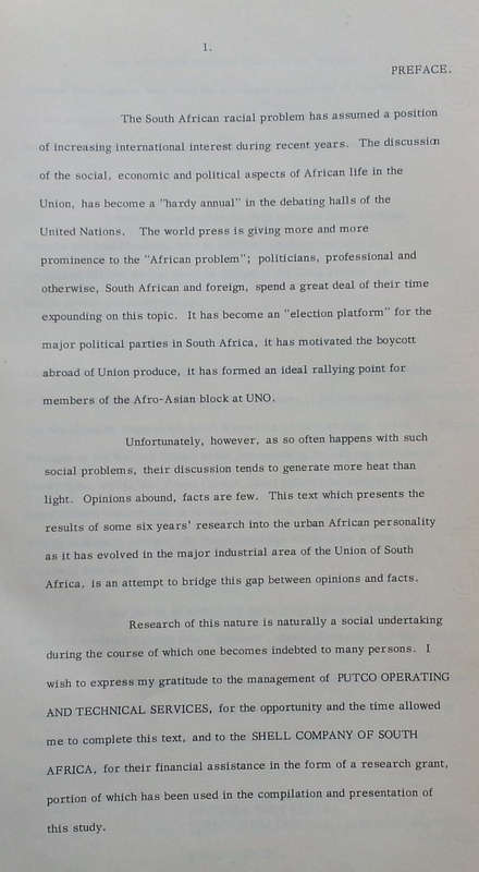 The Personality of the Urban African in the Union of South Africa: A Thematic Apperception Study ...