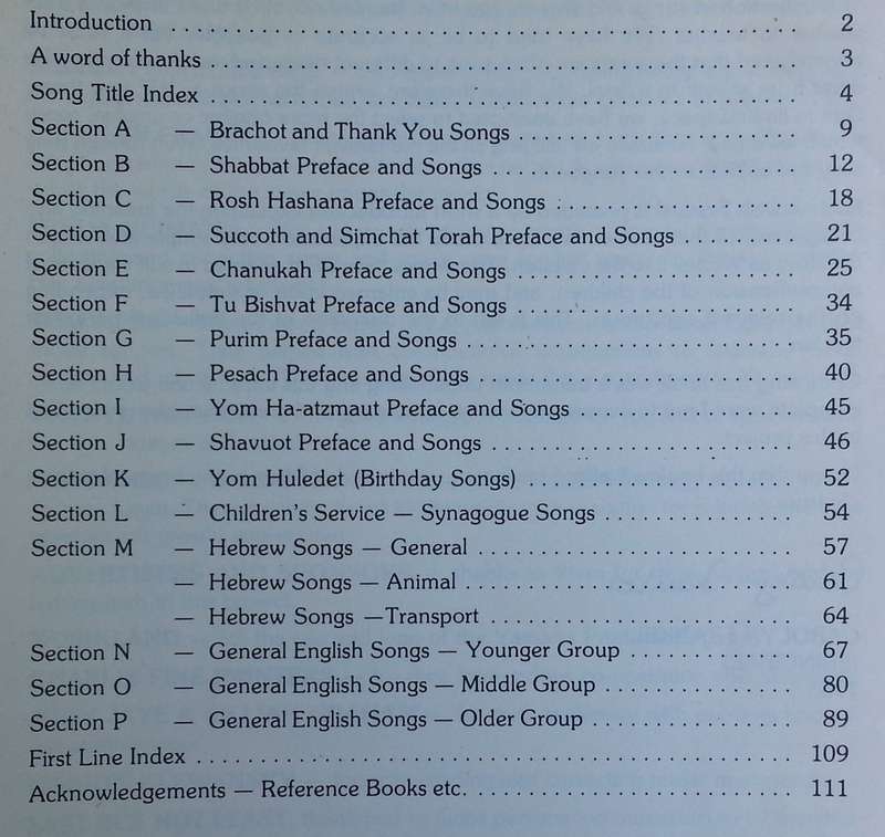 The Rosabelle Klein Hebrew Nursery School Song Book