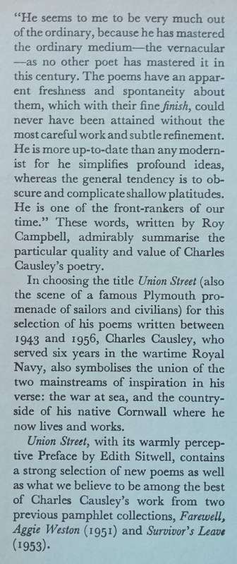 Union Street: Poems (Inscribed by the Poet Frances Bellerby) | Charles Causley