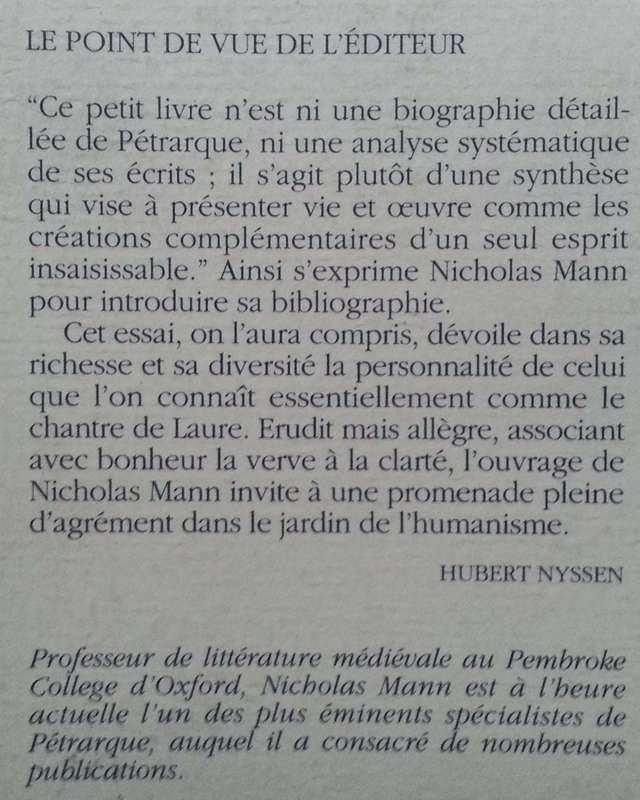 Petrarque (French) | Nicholas Mann