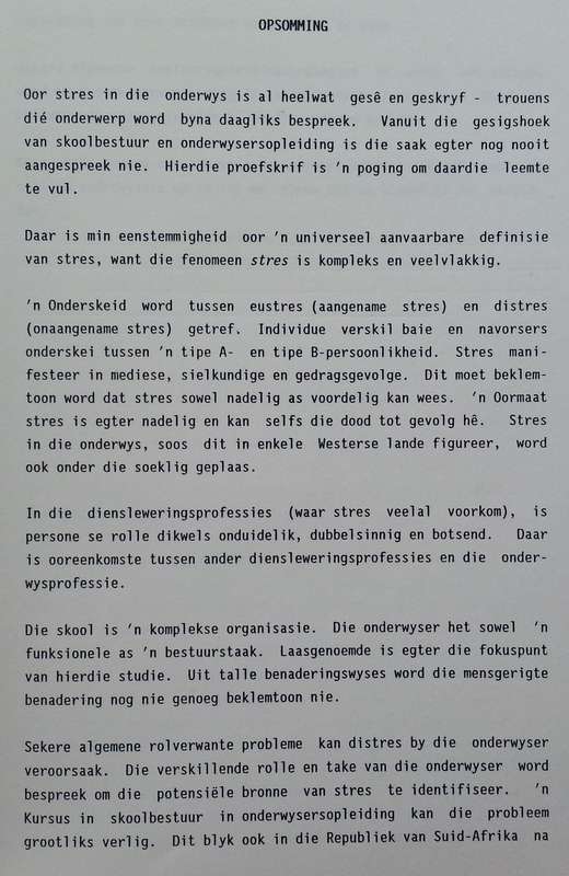 Implikasies van Stres vir die Inisiele Opleiding van Onderwysers in Skoolbestuur (Possibly Inscri...