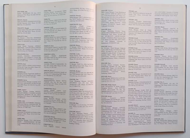 Brewers Whos Who in South African Marketing, Advertising & Communication 1997