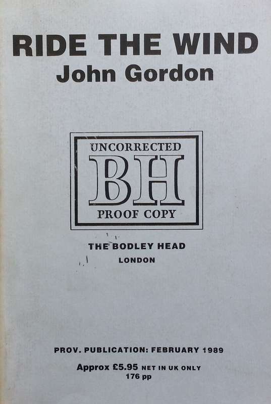 Ride the Wind (Proof Copy) | John Gordon