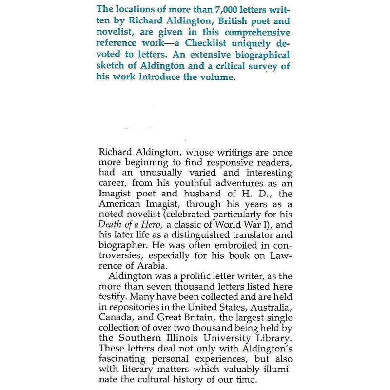 A Checklist of the Letters of Richard Aldington | Norman Timmins Gates