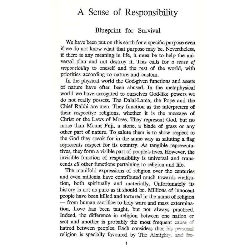 A Sense of Responsibility: Blueprint for Survival | Jack Penn