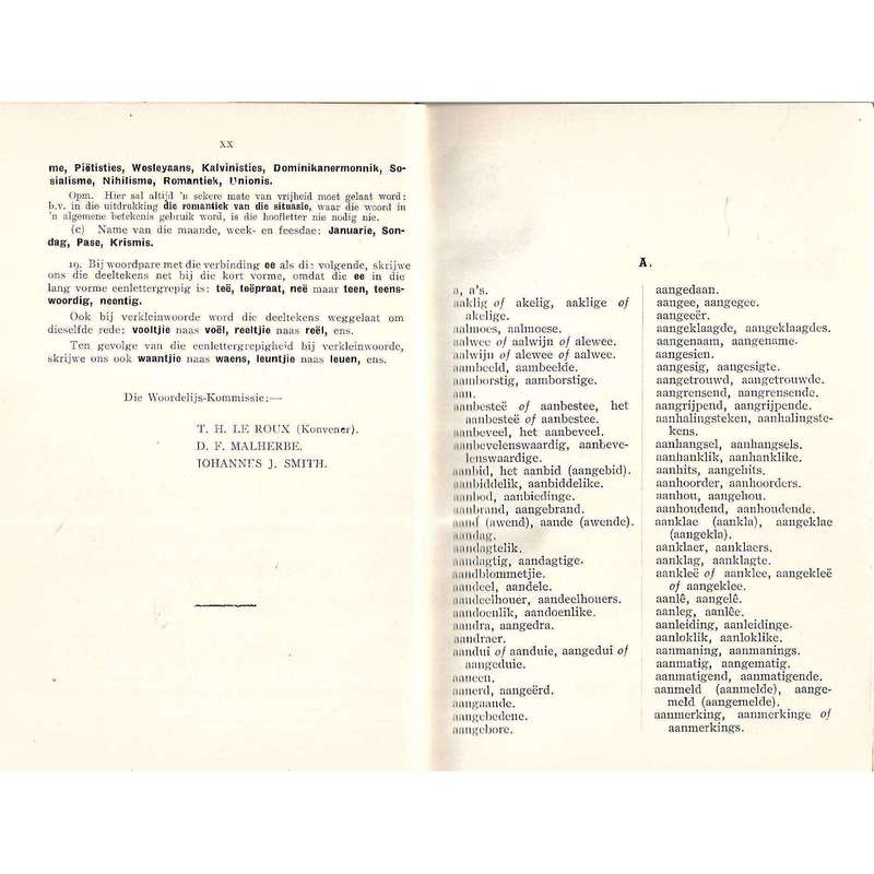 Afrikaanse Woordelys en Spelreels | T. H. le Roux, D. F. Malherbe & Johannes J. Smith
