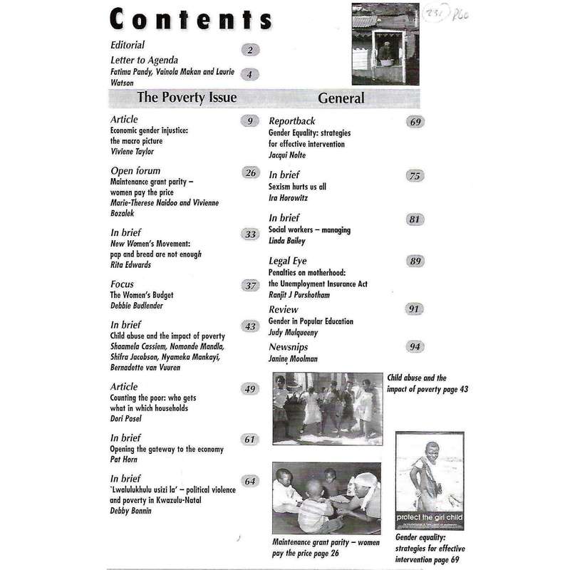 Agenda: Empowering Women for Gender Quity (No. 33, 1997)