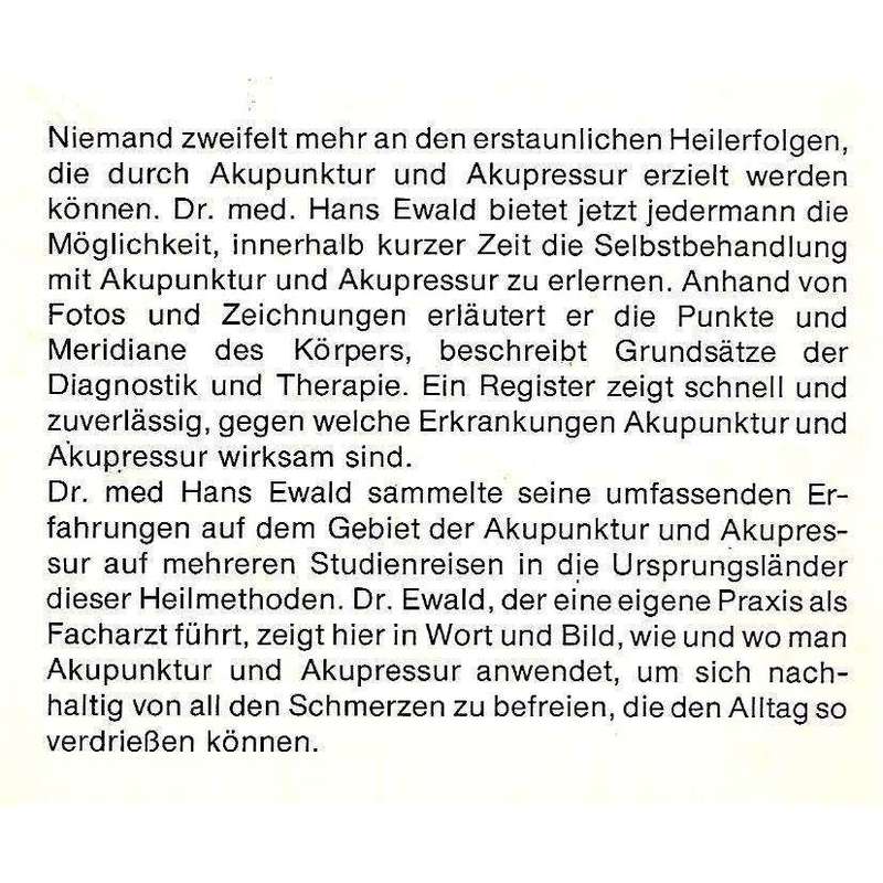 Akupunktur und Akupressur fur Jeden | Dr. Hans Ewald