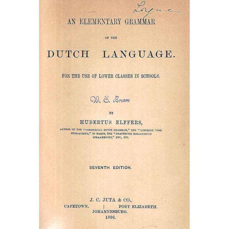 An Elementary Grammar of the Dutch Language | Hubertus Elffers