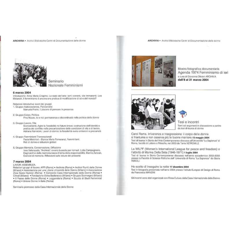 Archiva: Archiva Biblioteche Centri di Documentazione delle donne, 2003-2016
