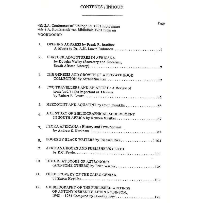 Bibliophilia Africana IV (Proceedings of the Fourth South African Conference of Bibliophiles) | C...
