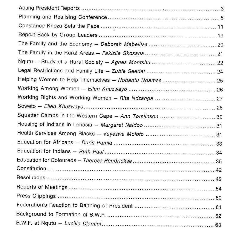 Black Women's Federation: Conference, December 1975